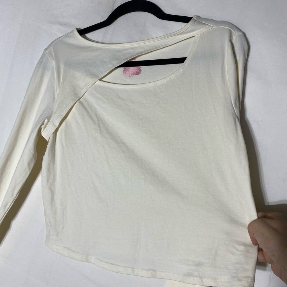 5/$25 NOBO No Boundaries Cream Long Sleeve Top With Collarbone Cut Out XL - Picture 7 of 13